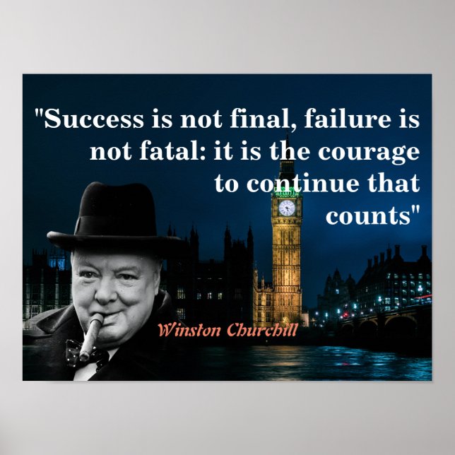 Poster Winston Churchill Quote On Courage (Devant)