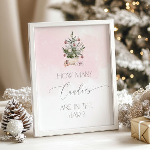 Poster Winter blush rose Devinez combien de bonbons Poste