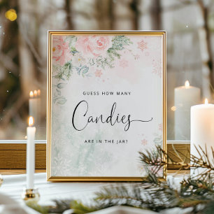 Poster Winter blush rose Devinez combien de bonbons Poste