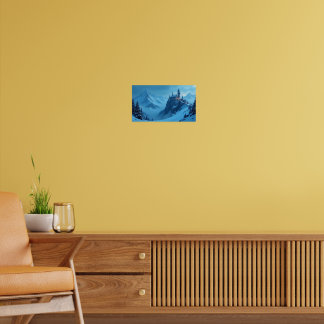 Poster Winter Castle Mountain Fantasy Landscape