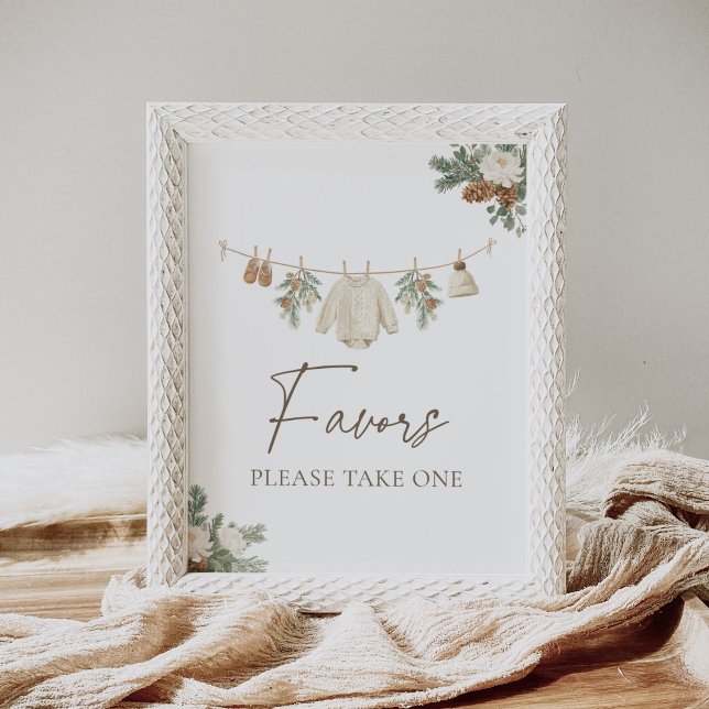Poster Winter Clothesline Baby Shower Favors Sign (Créateur téléchargé)