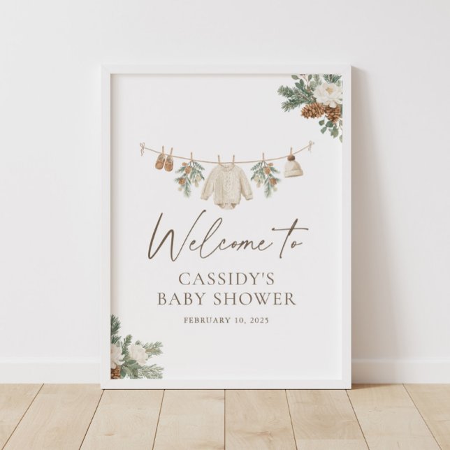 Poster Winter Clothesline Baby Shower Welcome Sign (Créateur téléchargé)