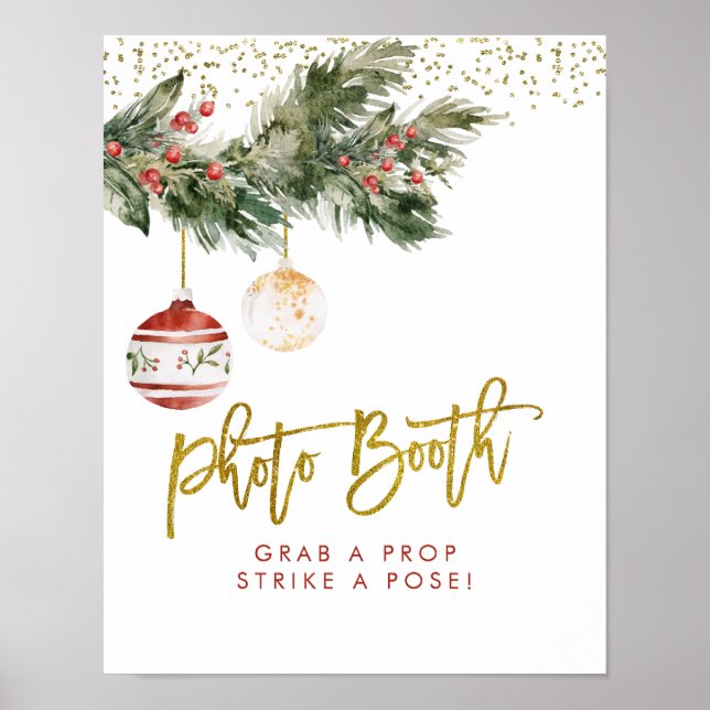 Poster Winter Deck the Halls Fête des mariées Cabine phot (Devant)