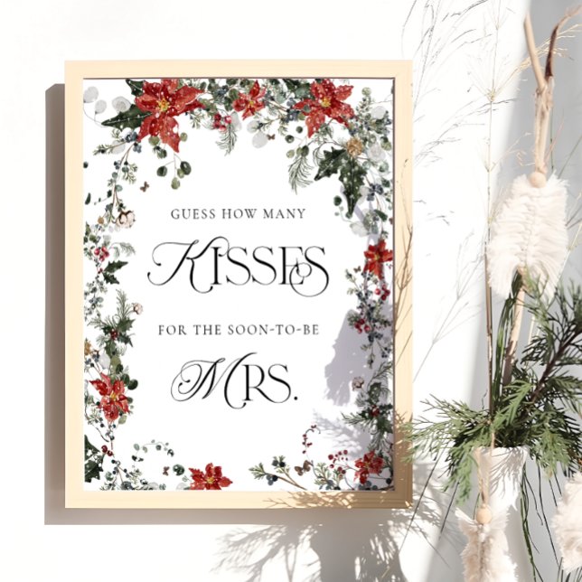 Poster Winter Floral Combien de baisers Fête des mariées  (Créateur téléchargé)