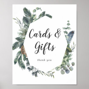 Poster Winter Greenery Wedding Cards and Gifts Sign