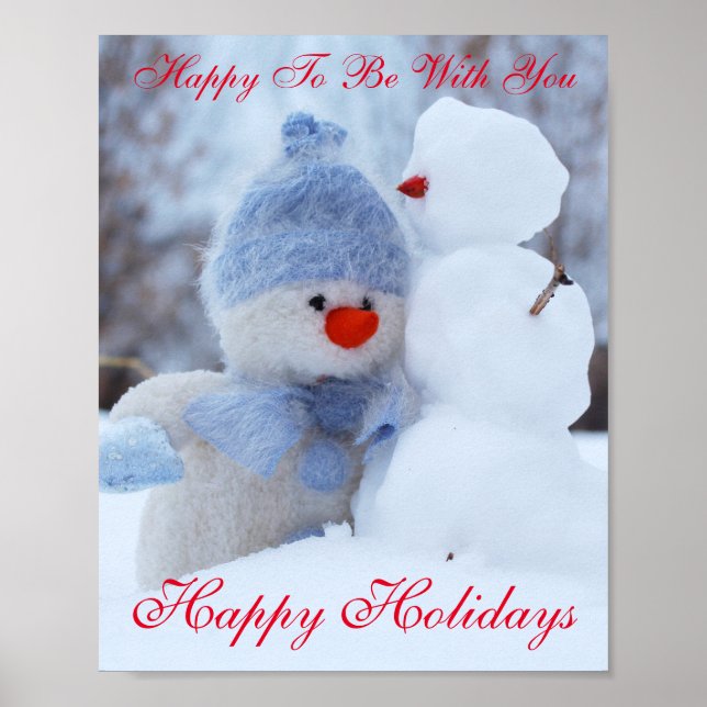 Poster Winter Holidays Snowman Greeting (Devant)
