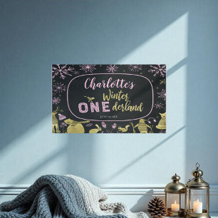 Poster Winter Onederland Bannière Parties scintillant Pin