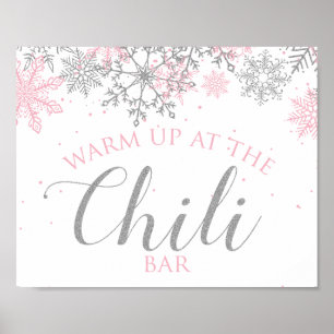 Poster Winter Onederland Chili Bar Pink Silver Flèches de