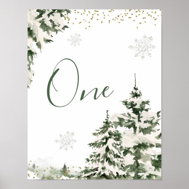 Poster Winter Onederland Forest 1er Anniversaire Numéro d (Devant)