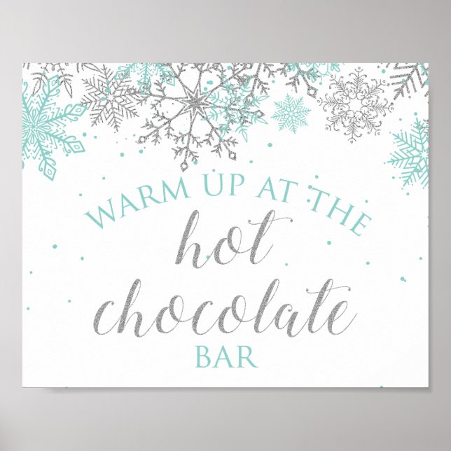 Poster Winter Onederland Turquoise + Silver Hot Chocolat  (Devant)