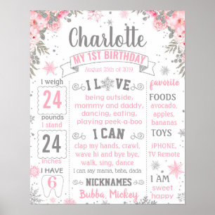Poster Winter Onederland Wonderland Birthday board
