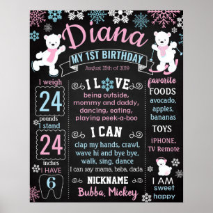 Poster Winter Onederland Wonderland Snowflakes Anniversai