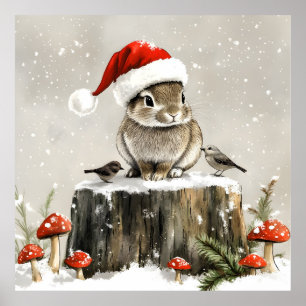 Poster Winter Père Noël Bunny Wonderland