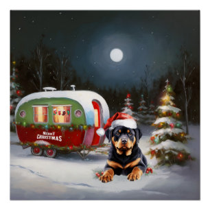 Poster Winter Rottweiler Caravan Christmas Adventure