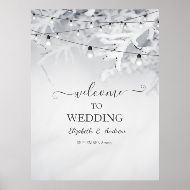 Poster Winter Snow Branches Wedding (Devant)