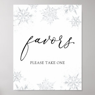 Poster Winter Snowflake Favors Sign