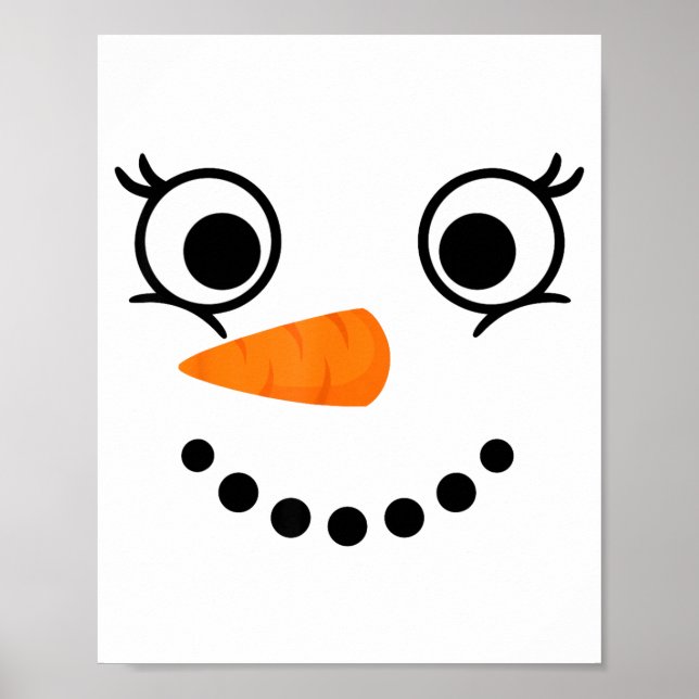 Poster Winter Snowman Face Eyelashes Christmas Xmas Fun D (Devant)