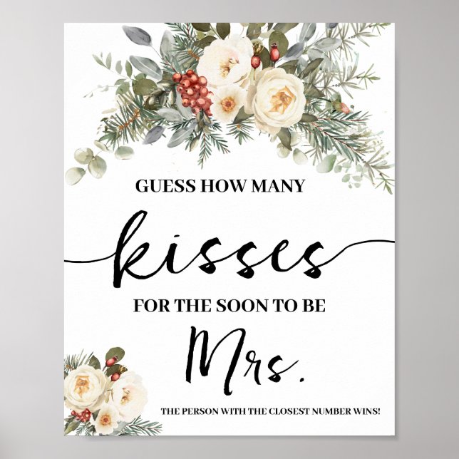 Poster Winter White Floral How Many Kisses for Mrs Game (Devant)