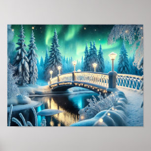 Poster Winter Wonderland Aurora : Pont neigeux Art