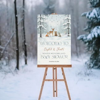 Poster Winter Wonderland Baby Animals Baby Shower 