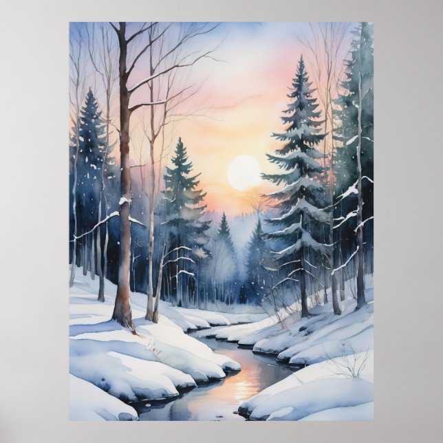 Poster Winter Wonderland Forest Paysage (Devant)