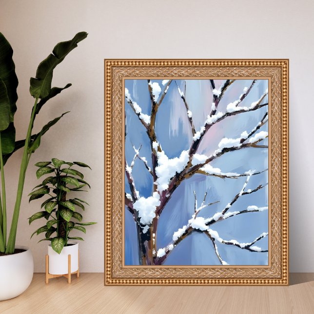 Poster Winter Wonderland Snowy Tree Branches Painted (Créateur téléchargé)
