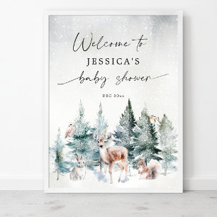 Poster Winter Woodland Froid à l'extérieur du Baby shower