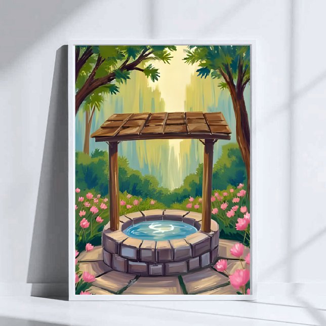 Poster Wishing Well Magical Floral Forest Art (Créateur téléchargé)