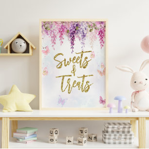 Poster Wisteria Parties scintillant Papillon Anniversaire
