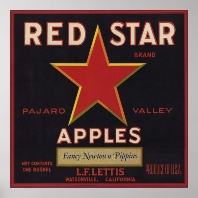 Poster with Cool Vintage Fruit Crate Label Print (Front)