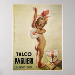 Poster with Cute Baby on Vintage Ad Poster