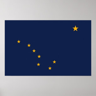 Poster with Flag of Alaska, U.S.A.