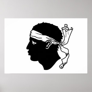 Poster with Flag of Corsica, France