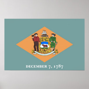 Poster with Flag of Delaware, U.S.A.