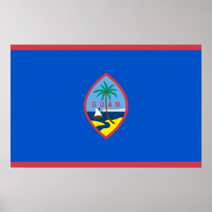 Poster with Flag of Guam, U.S.A.