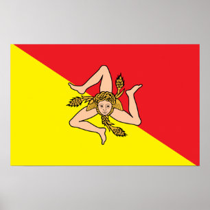 Poster with Flag of Sicily, Italy