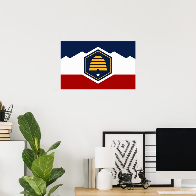 Poster with Flag of Utah, USA (Bureau à domicile)
