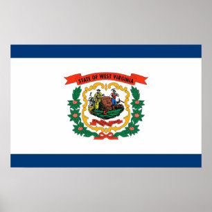 Poster with Flag of West Virginia, U.S.A.