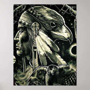 Poster with Painting of Native American