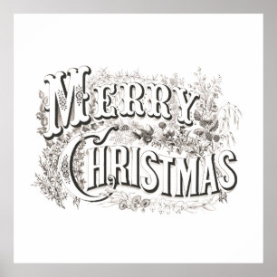 POSTER WITH VINTAGE "MERRY CHRISTMAS" TEXT