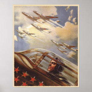 Poster with Vintage USSR Air Force Propaganda