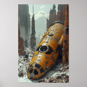 Poster Wix 3D Photo réaliste : Le Po Espace Alien écrasé