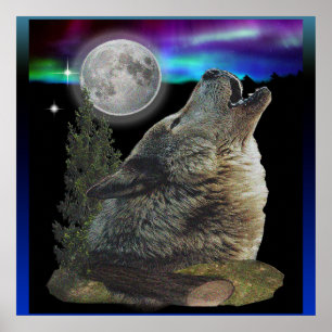 Poster wolf and Moon