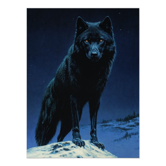 Poster Wolf au clair de lune (Devant)