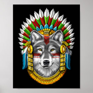 Poster Wolf Aztec