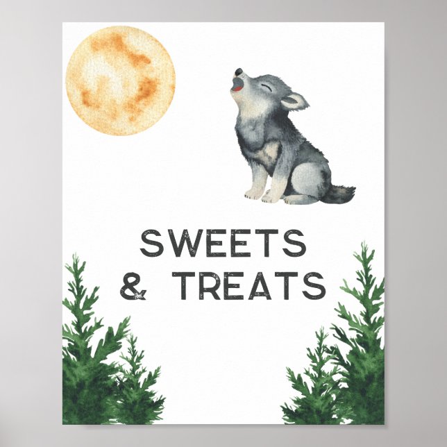 Poster Wolf Baby Shower Sweets and Treats (Devant)