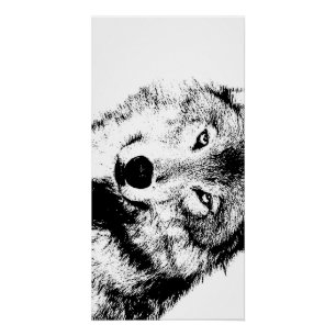 Poster Wolf Black & White Pop Art