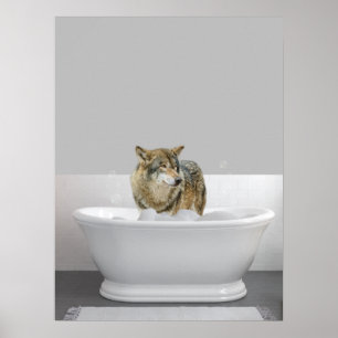 Poster Wolf dans la baignoire Baignoire Bain à bulle