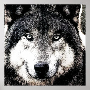Poster Wolf Eyes - Art animalier noir et blanc