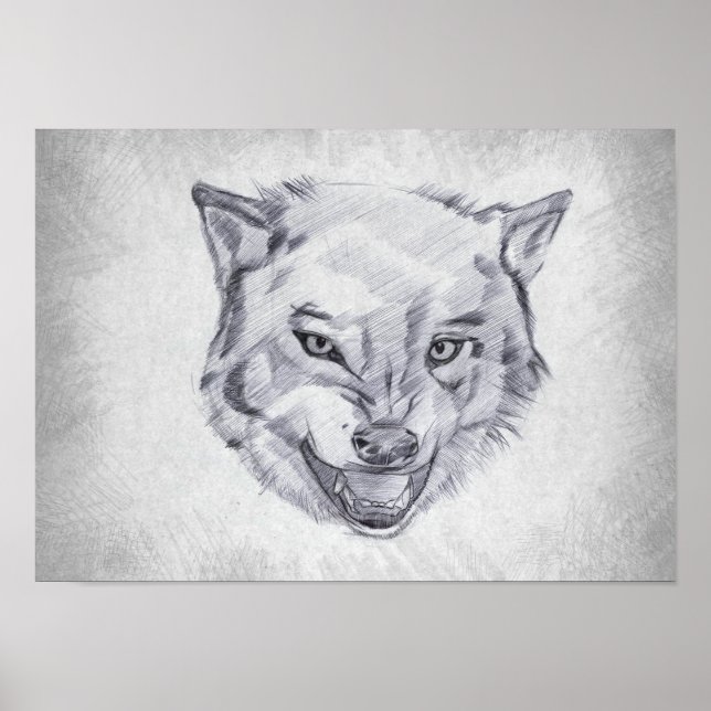 Poster Wolf - Graphic Drawing (Devant)